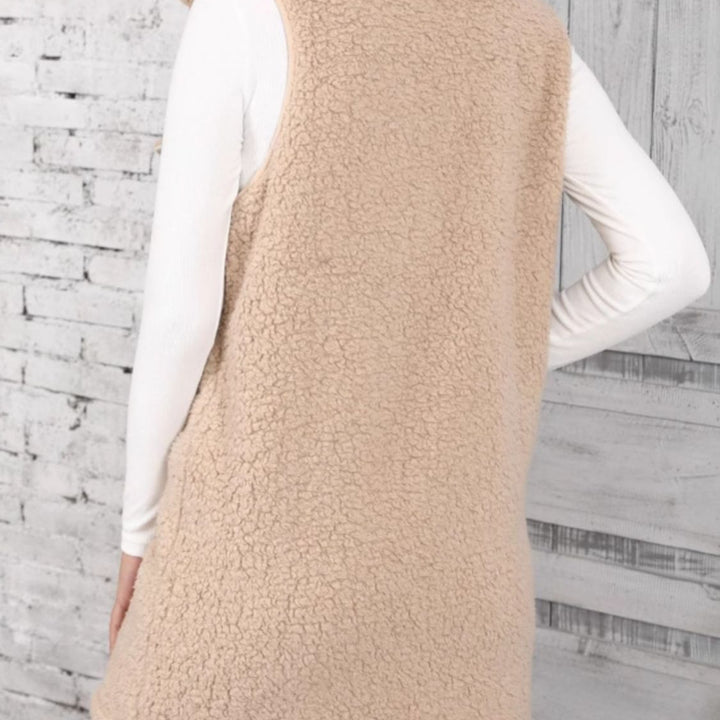 Button Up Teddy Vest Coat