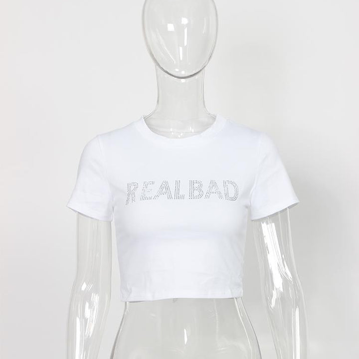 O Neck Diamond Crop Tops