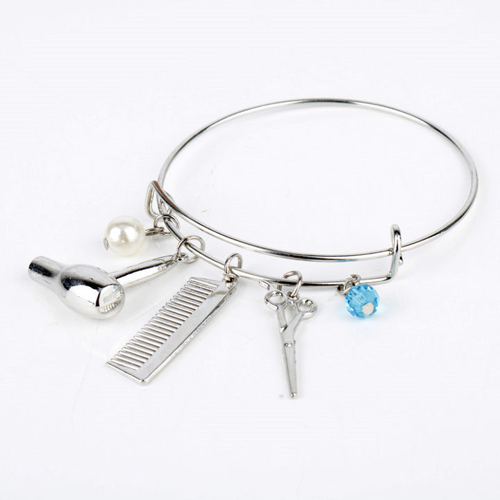 Creative Jewelry Barber Shop Hair Dryer/Scissor/Comb Pendants Bangles Bracelets Hair Dresser Present Wristlet Circlet
