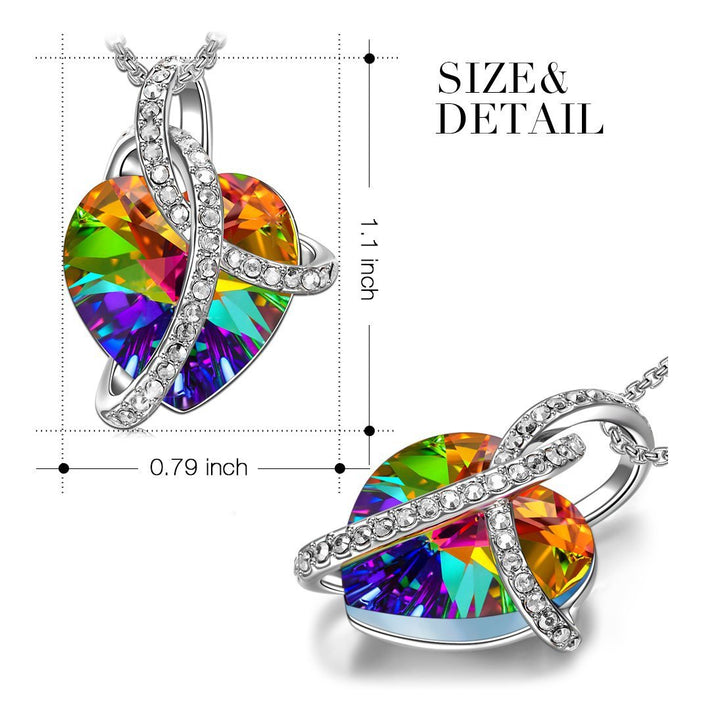 3.00 Cttw Rainbow Aurora Borealis Gemstone Heart Necklace in 18K White Gold (8+ Options)