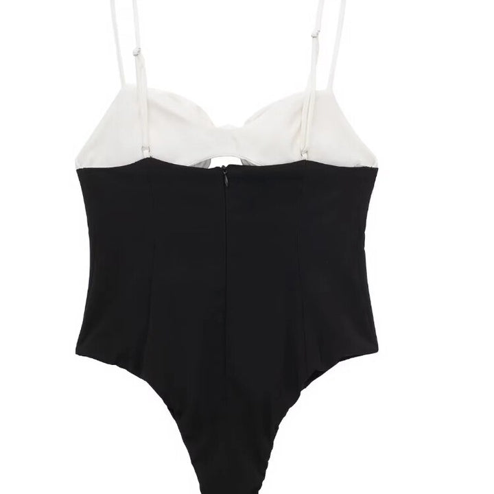 Sexy Bow Design White And Black Playsuits