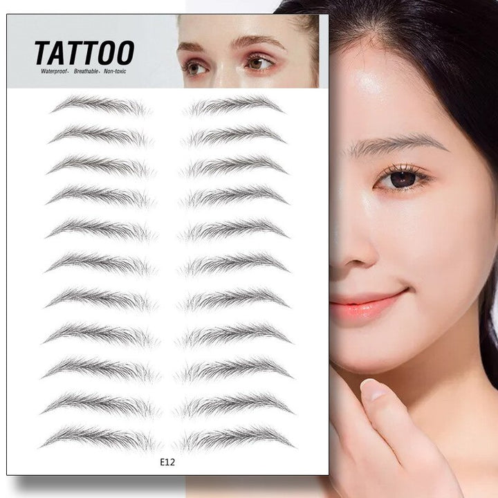 4D Eyebrow Tattoo Sticker Hair-Like False Eyebrows Waterproof Long Lasting Water Transfer Eye Brow Stickers Makeup Cosmetics