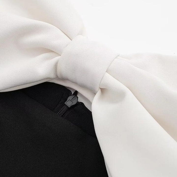 Sexy Bow Design White And Black Playsuits