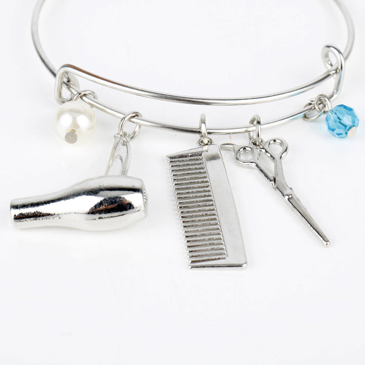 Creative Jewelry Barber Shop Hair Dryer/Scissor/Comb Pendants Bangles Bracelets Hair Dresser Present Wristlet Circlet