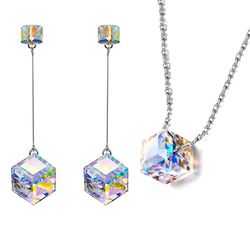 Aurora Borealis Northern Lights Earring and Necklace Set With Austrian Crystals with Luxe Box ITALY Made