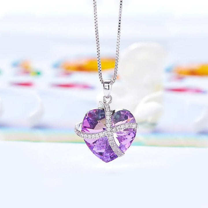 3.00 Cttw Rainbow Aurora Borealis Gemstone Heart Necklace in 18K White Gold (8+ Options)