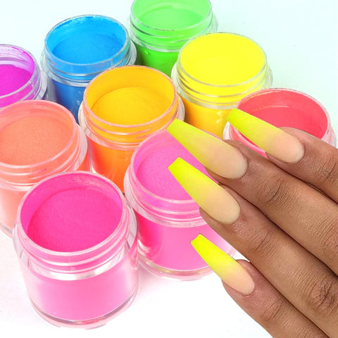RIKONKA Fluorescent Acrylic Powder Neon Pigment Crystal Dust For Nail Gel Nail Art Decorations Professional Manicure Accessory