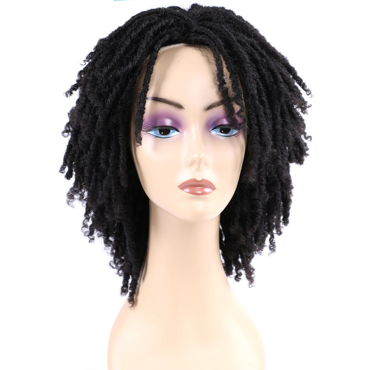 10Inches Braided Wigs  Afro Bob Wig Synthetic DreadLock Wigs For Black Woman Short Curly Ends Cosplay Yun Rong Hair
