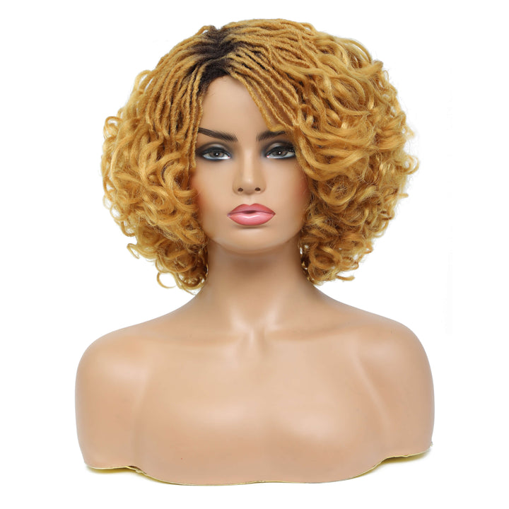 10Inches Braided Wigs  Afro Bob Wig Synthetic DreadLock Wigs For Black Woman Short Curly Ends Cosplay Yun Rong Hair