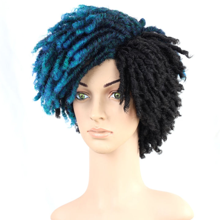 10Inches Braided Wigs  Afro Bob Wig Synthetic DreadLock Wigs For Black Woman Short Curly Ends Cosplay Yun Rong Hair