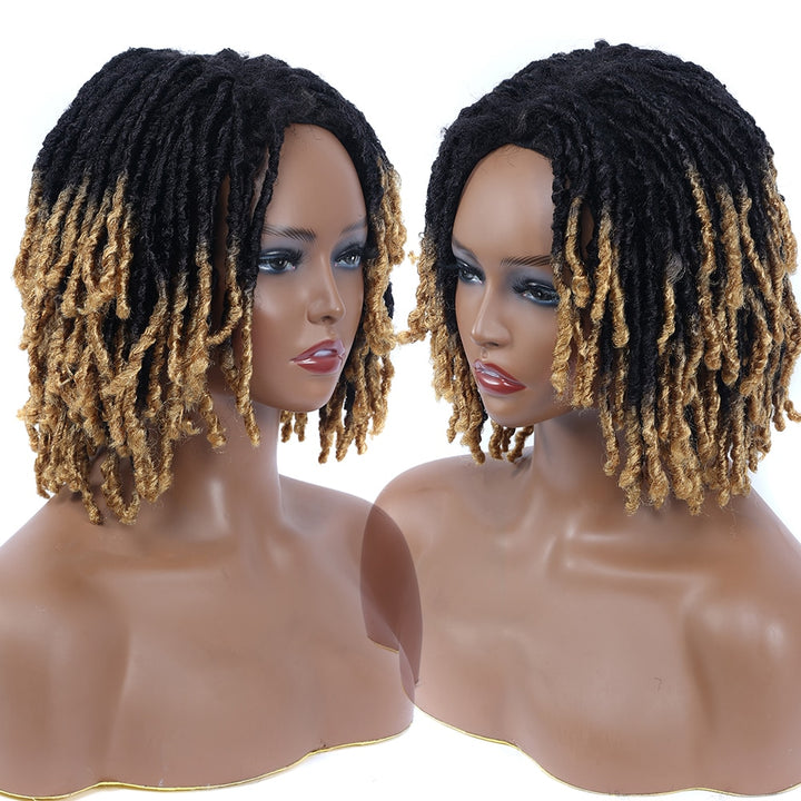 10Inches Braided Wigs  Afro Bob Wig Synthetic DreadLock Wigs For Black Woman Short Curly Ends Cosplay Yun Rong Hair