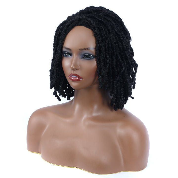 10Inches Braided Wigs  Afro Bob Wig Synthetic DreadLock Wigs For Black Woman Short Curly Ends Cosplay Yun Rong Hair