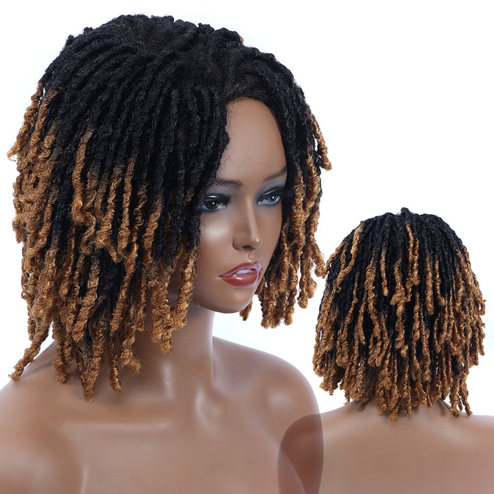 10Inches Braided Wigs  Afro Bob Wig Synthetic DreadLock Wigs For Black Woman Short Curly Ends Cosplay Yun Rong Hair