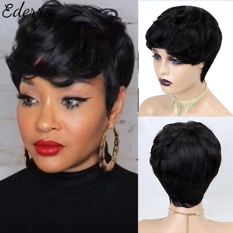 Short Pixie Cut Straight Hair Wig Peruvian Human Hair Wigs For Black Women 150% Glueless Machine Made Wig Free Shipping