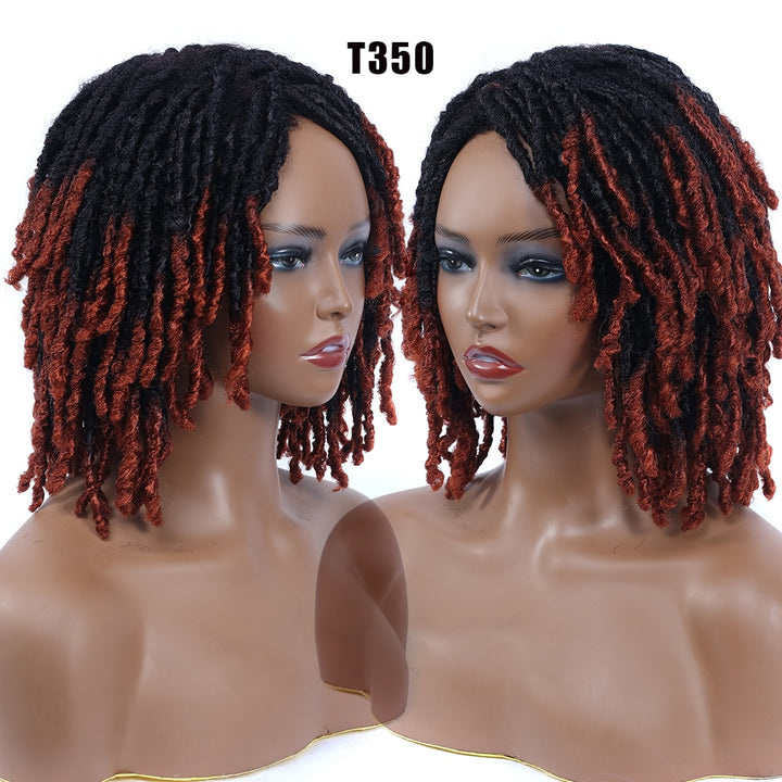 10Inches Braided Wigs  Afro Bob Wig Synthetic DreadLock Wigs For Black Woman Short Curly Ends Cosplay Yun Rong Hair