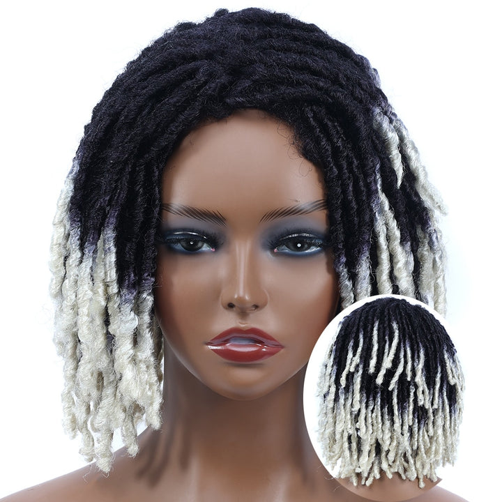 10Inches Braided Wigs  Afro Bob Wig Synthetic DreadLock Wigs For Black Woman Short Curly Ends Cosplay Yun Rong Hair