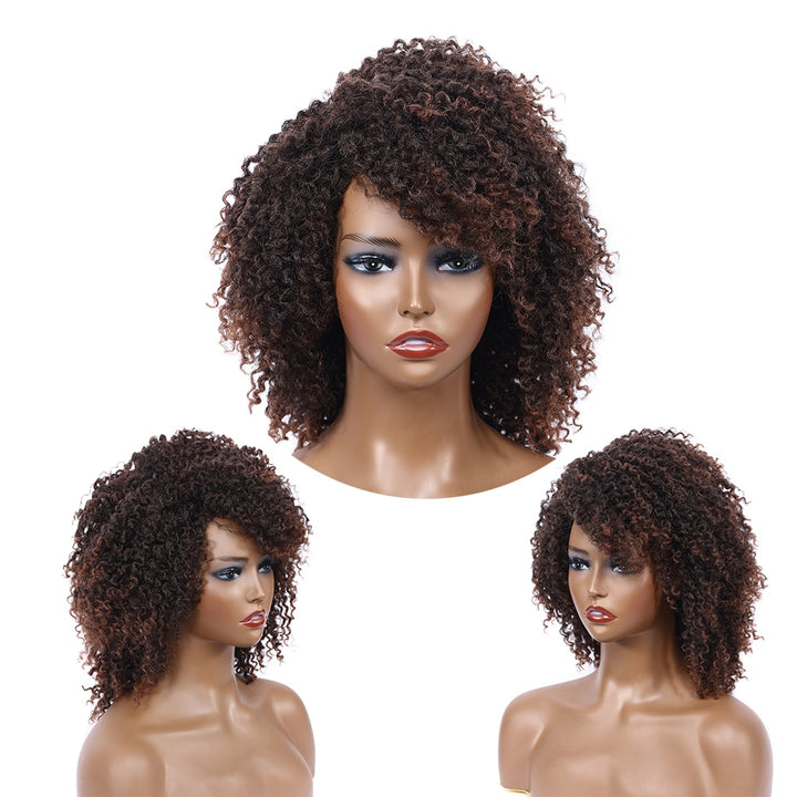 10Inches Braided Wigs  Afro Bob Wig Synthetic DreadLock Wigs For Black Woman Short Curly Ends Cosplay Yun Rong Hair