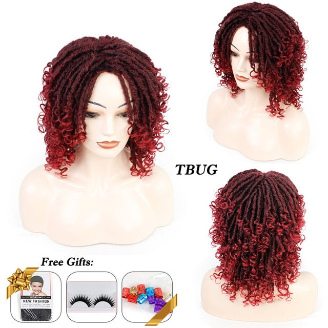 10Inches Braided Wigs  Afro Bob Wig Synthetic DreadLock Wigs For Black Woman Short Curly Ends Cosplay Yun Rong Hair