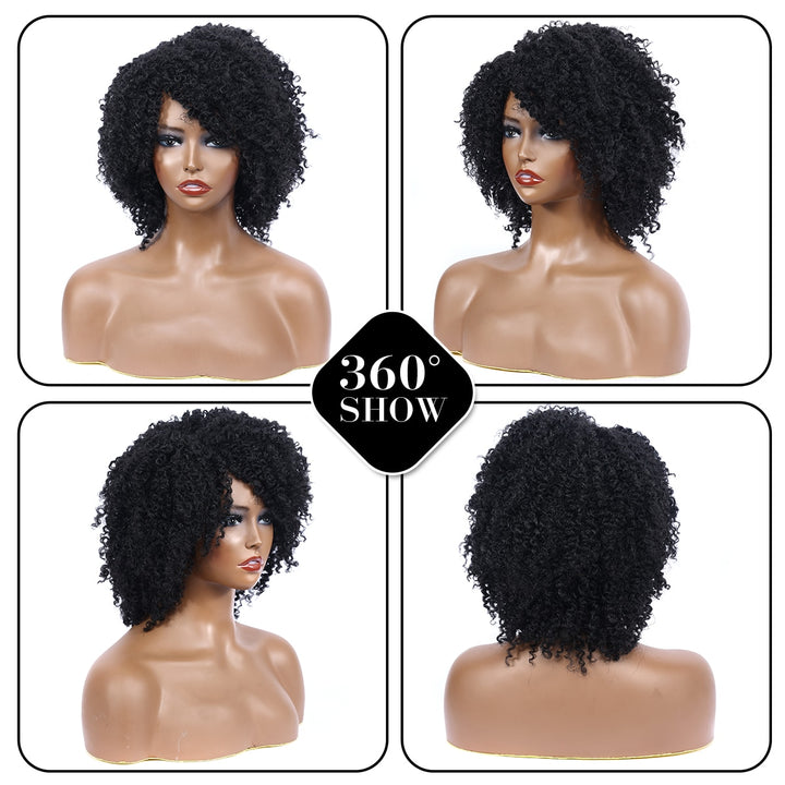 10Inches Braided Wigs  Afro Bob Wig Synthetic DreadLock Wigs For Black Woman Short Curly Ends Cosplay Yun Rong Hair