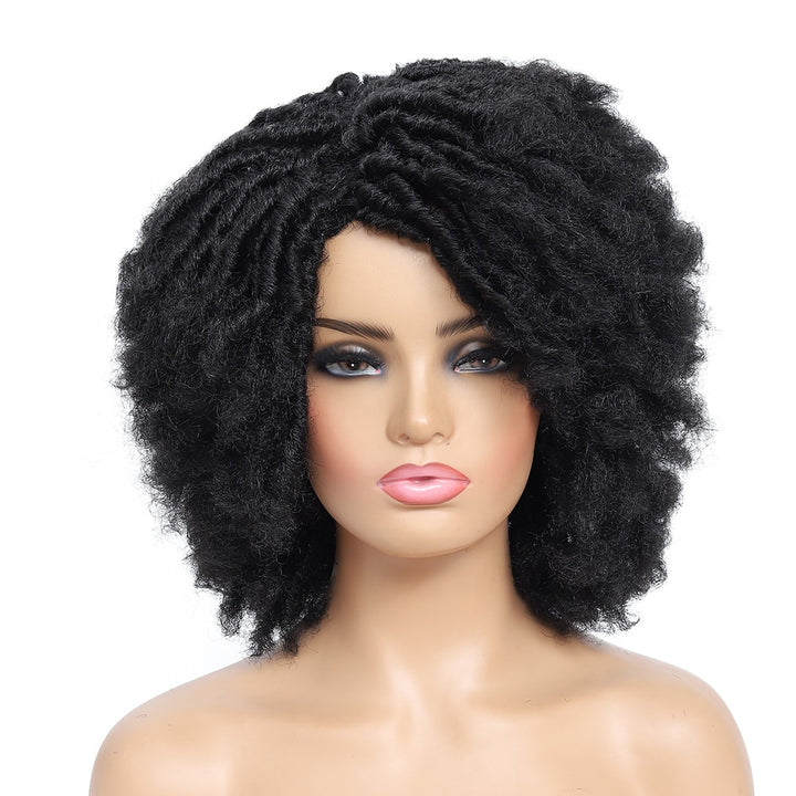 10Inches Braided Wigs  Afro Bob Wig Synthetic DreadLock Wigs For Black Woman Short Curly Ends Cosplay Yun Rong Hair