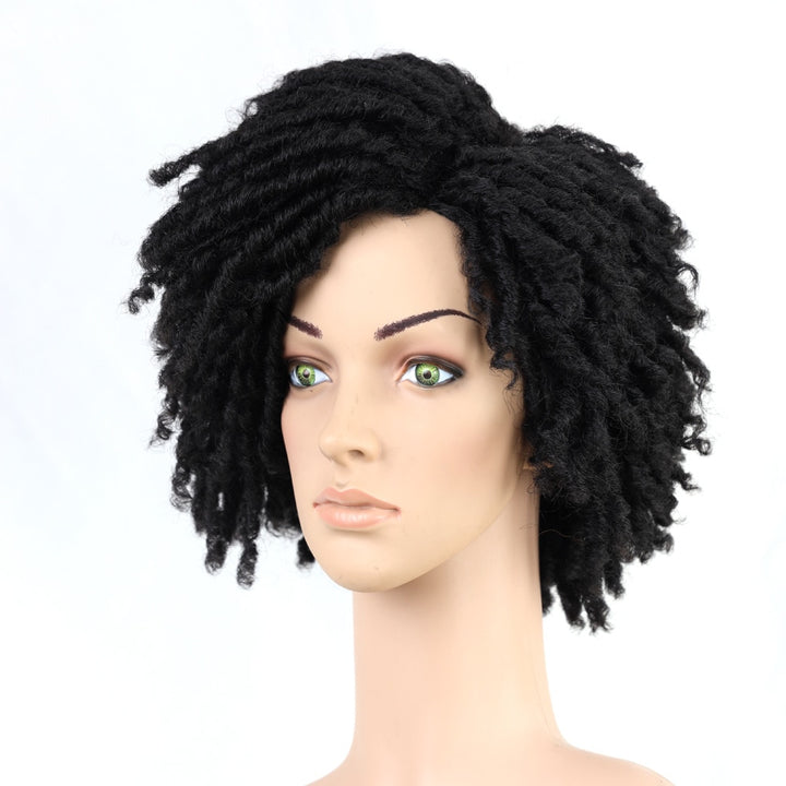 10Inches Braided Wigs  Afro Bob Wig Synthetic DreadLock Wigs For Black Woman Short Curly Ends Cosplay Yun Rong Hair