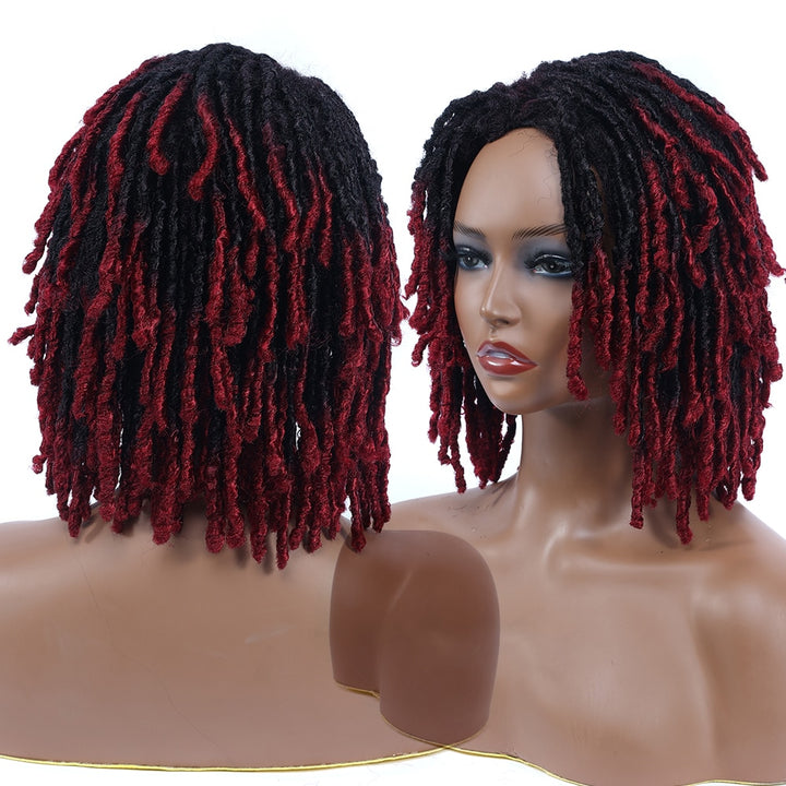 10Inches Braided Wigs  Afro Bob Wig Synthetic DreadLock Wigs For Black Woman Short Curly Ends Cosplay Yun Rong Hair