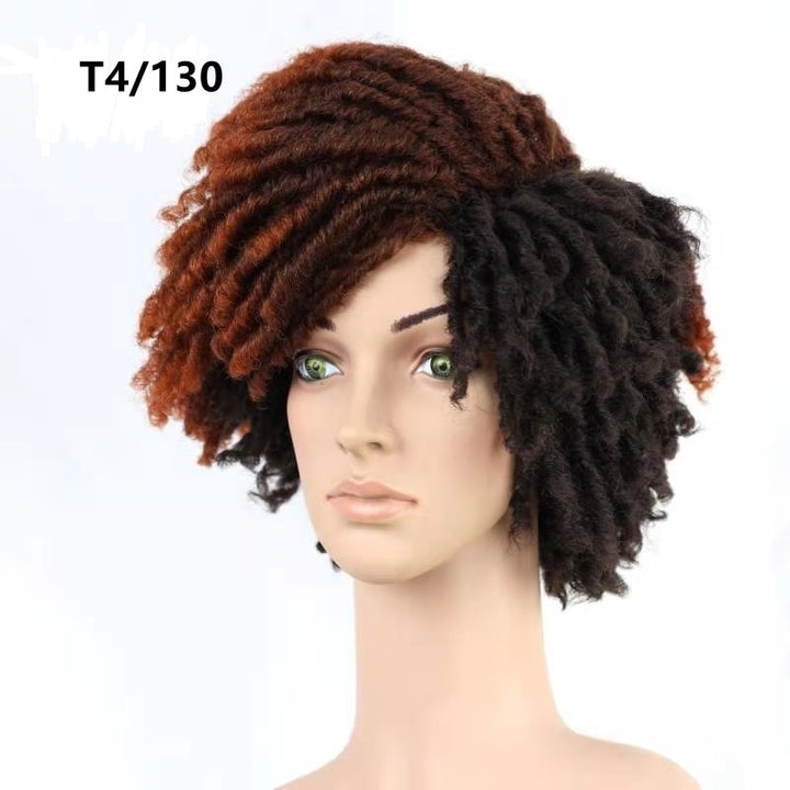 10Inches Braided Wigs  Afro Bob Wig Synthetic DreadLock Wigs For Black Woman Short Curly Ends Cosplay Yun Rong Hair
