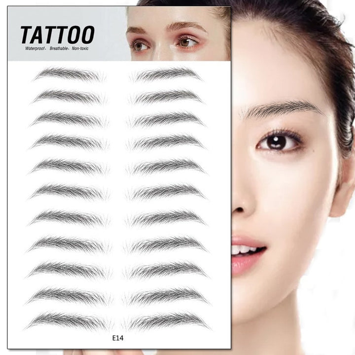4D Eyebrow Tattoo Sticker Hair-Like False Eyebrows Waterproof Long Lasting Water Transfer Eye Brow Stickers Makeup Cosmetics