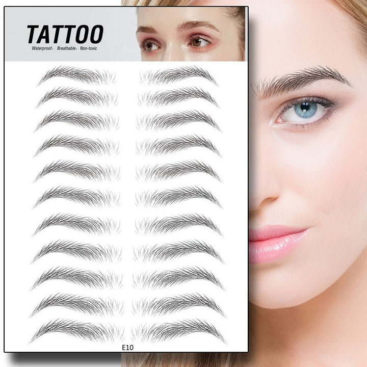 4D Eyebrow Tattoo Sticker Hair-Like False Eyebrows Waterproof Long Lasting Water Transfer Eye Brow Stickers Makeup Cosmetics