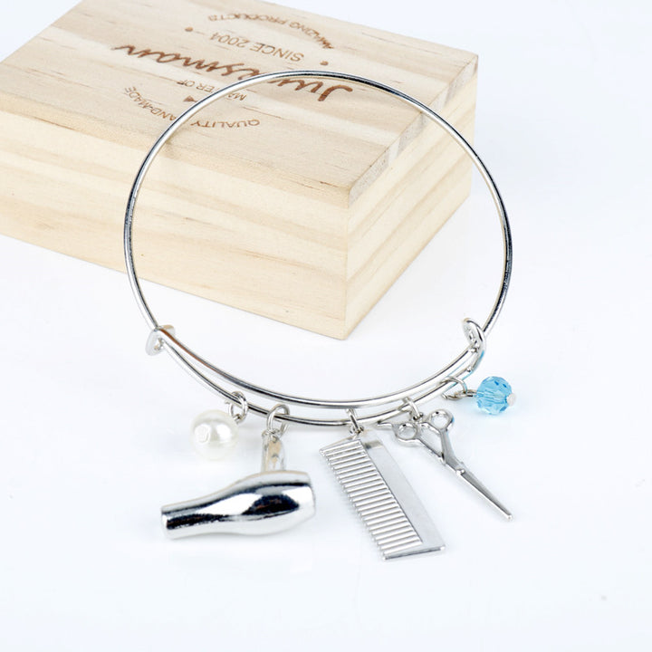 Creative Jewelry Barber Shop Hair Dryer/Scissor/Comb Pendants Bangles Bracelets Hair Dresser Present Wristlet Circlet