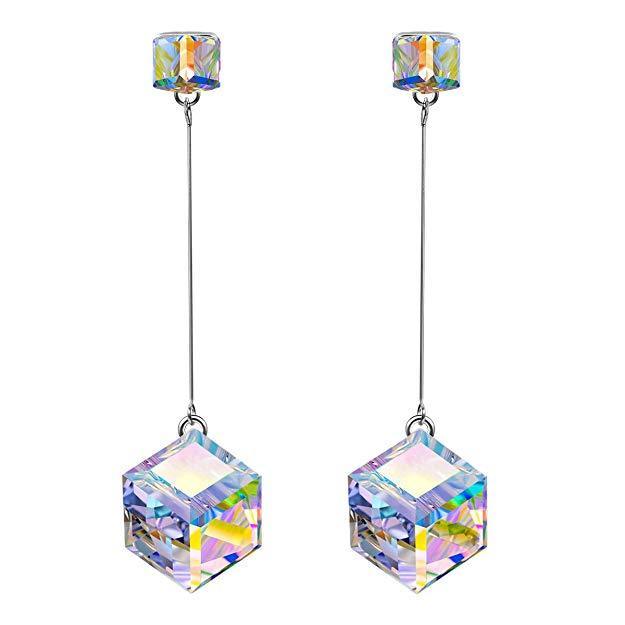 Aurora Borealis Northern Lights Earring and Necklace Set With Austrian Crystals with Luxe Box ITALY Made