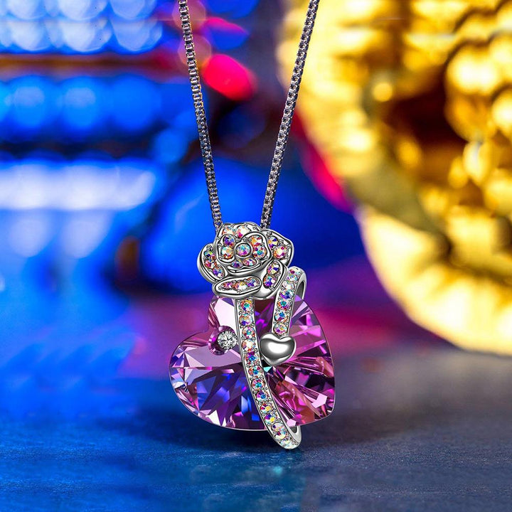 3.00 Cttw Rainbow Aurora Borealis Gemstone Heart Necklace in 18K White Gold (8+ Options)