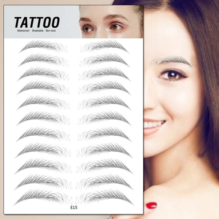 4D Eyebrow Tattoo Sticker Hair-Like False Eyebrows Waterproof Long Lasting Water Transfer Eye Brow Stickers Makeup Cosmetics