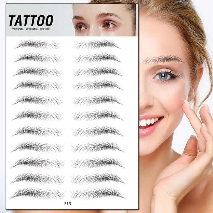 4D Eyebrow Tattoo Sticker Hair-Like False Eyebrows Waterproof Long Lasting Water Transfer Eye Brow Stickers Makeup Cosmetics